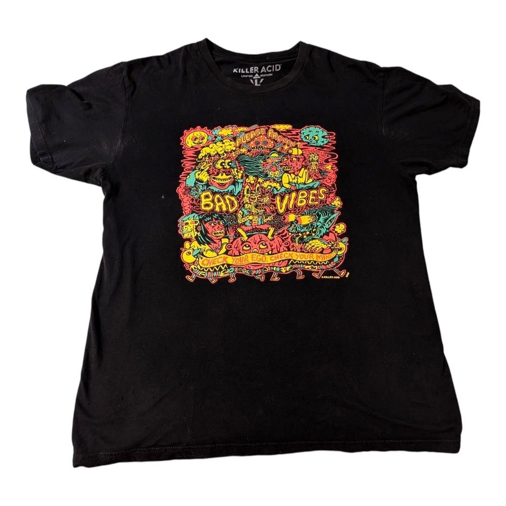 Killer Acid Bad Vibes Limited Edition Psychedelic Graphic Tee Black Streetwear